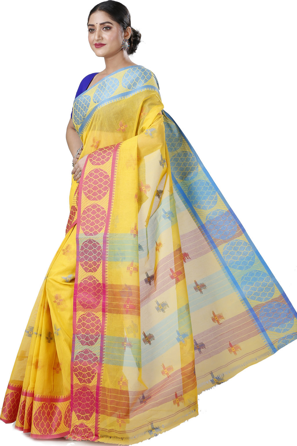 Yellow Pure Cotton Ananda Tant Saree (1078)